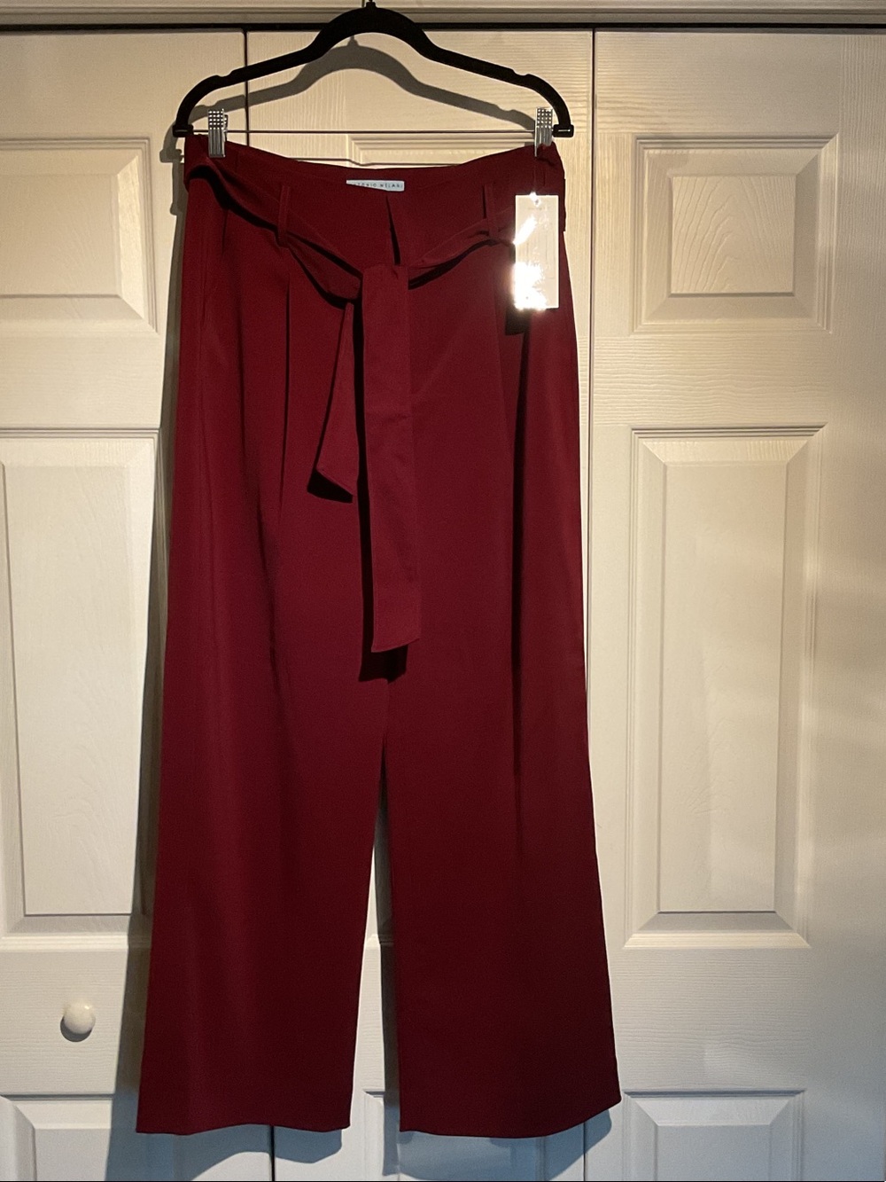 ANTONIO MELANI Burgundy Wide-Leg Tie-Waist Pants ISAK, nwt 8